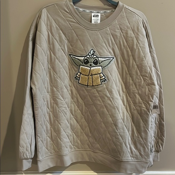 Star Wars Baby Yoda/Grogu Quilted Pullover Sweatshirt Sweater NWT Size Large - Picture 1 of 10